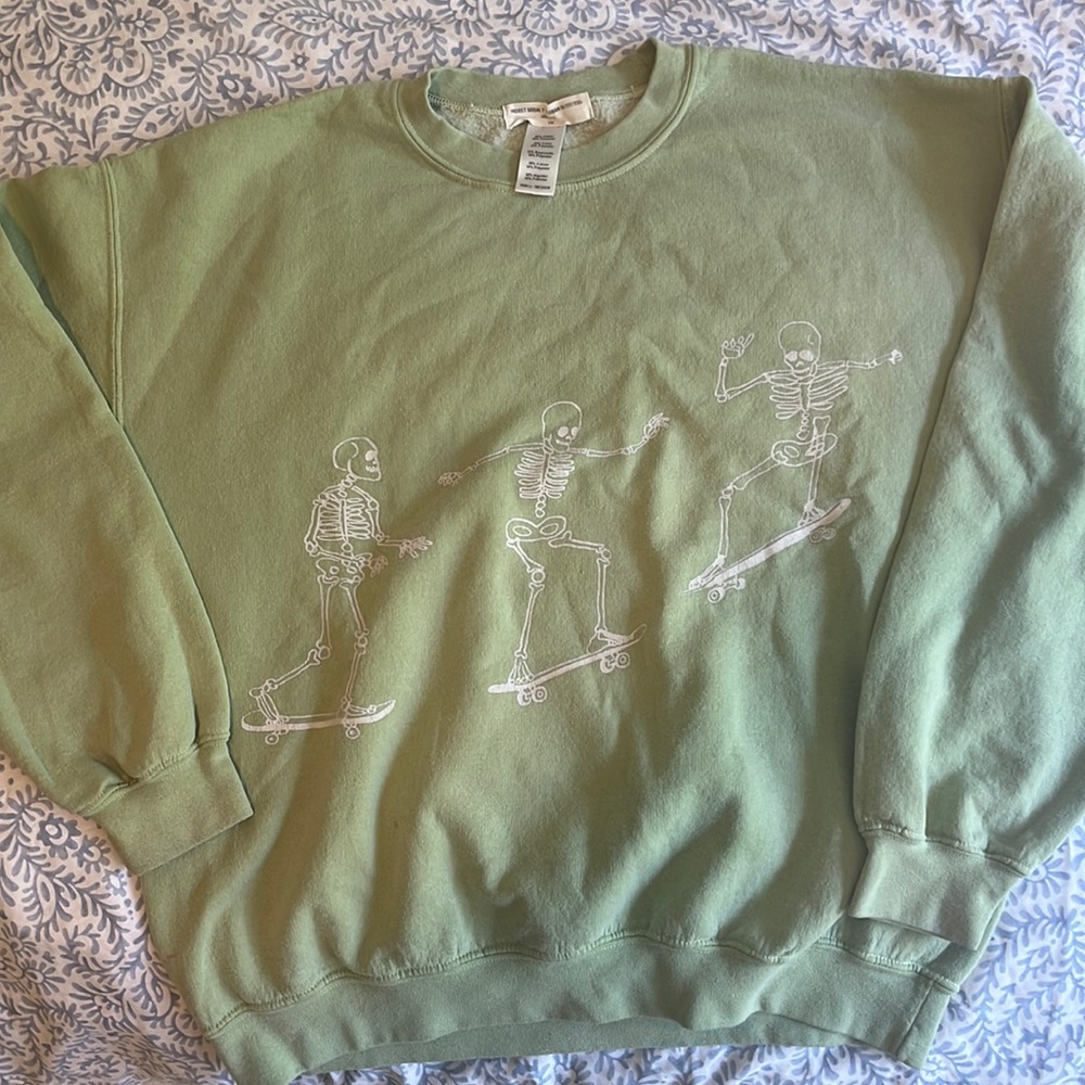 Light green urban outfitters skeleton sweatshirt